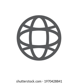 World icon, globe line icon, white background