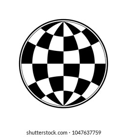 World icon. Globe symbol. Chess board.  Vector illustration.