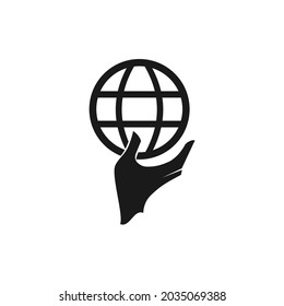 world icon image on a hand