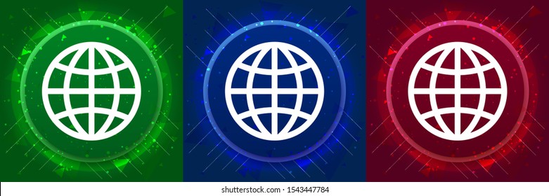 World icon isolated on elegant modern design abstract buttons set illustration