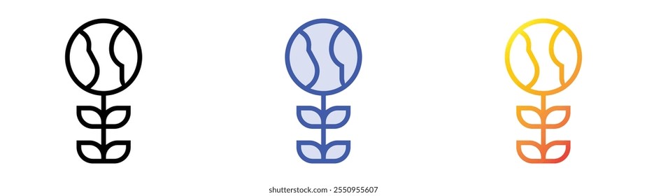 world icon. Linear, Blue Fill and Gradient Style Design Isolated On White Background