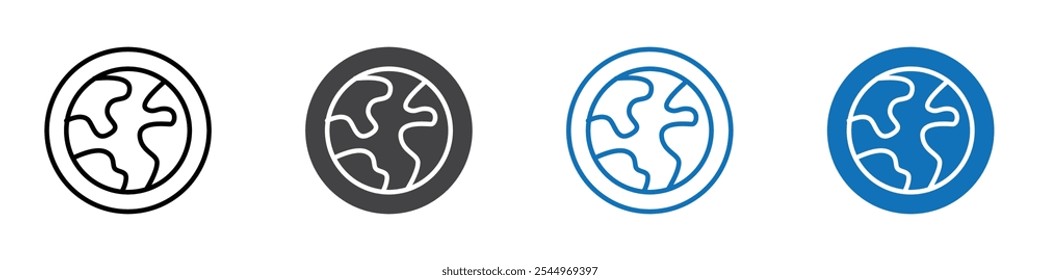 Weltsymbol Logo-Zeichen in dünner Linie Umriss