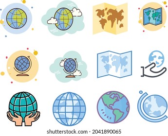 world icon map and goal design vector 