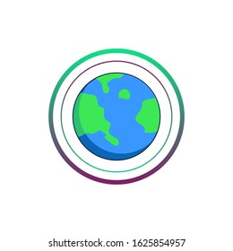 World icon on circle, globe vector illustration.