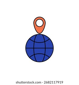 World icon outline editable stroke line drawing eps.