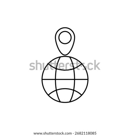 World icon outline editable stroke line drawing eps.