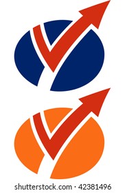 world icon and rising graphic
