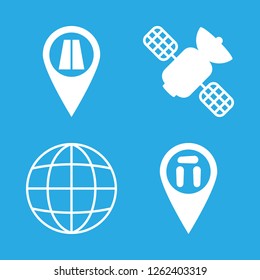 world icon set about road pin, satellite, globe and monument pin vector set