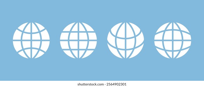 World icon set. Earth icons. Earth globe hemispheres with continents, globes with world maps vector illustration.