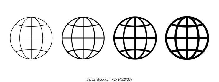 Conjunto de ícones mundiais, símbolo de planeta globo ou ilustração de vetor de signos da Web	