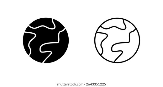 World icon set symbolizing global connection, geography, and internet.