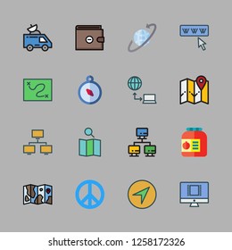 world icon set. vector set about world wide web, compass, monitor and satellite icons set.