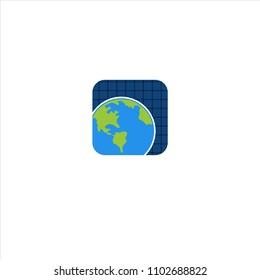 world icon with solar panel logo concept