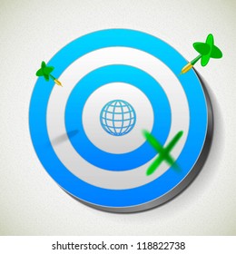 world icon target dartboard and darts