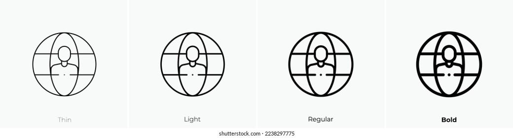 world icon. Thin, Light Regular And Bold style design isolated on white background