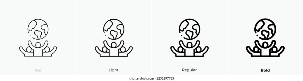 world icon. Thin, Light Regular And Bold style design isolated on white background