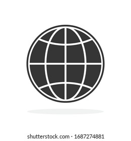 Icono mundial - vector. Icono del planeta negro. Icono de globo en estilo plano, aislado.