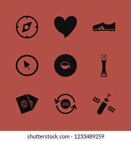 world icon. world vector icons set football shoe, cursor, compass and football cup