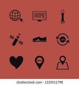 world icon. world vector icons set computer cursor, sale location, football cup and recycle hours