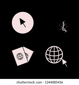 world icon. world vector icons set cursor, passports, browser globe cursor and pandemic virus strand