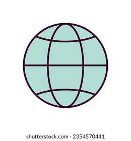 Ilustración del vector del icono mundial. Icono de color lineal mundial