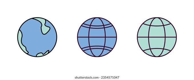 Ilustración del vector del icono mundial. Icono de color lineal mundial