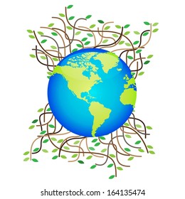 with world icons and banner of the Tree, Social network background with media icons