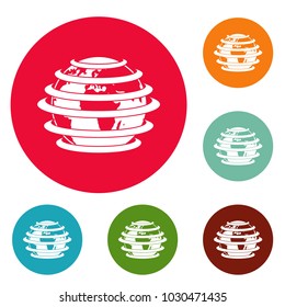 World icons circle set vector isolated on white background