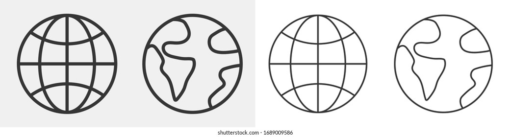 World icons isolated. Set of planet icons in flat linear style. Vector illustration.