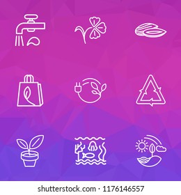 World icons line style set with pot plant, flower, bio energy and other nut elements. Isolated vector illustration world icons.
