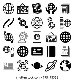 World icons. set of 25 editable filled and outline world icons such as passport, globe, planet, qround the globe, news, plane, newspaper, internet, world map