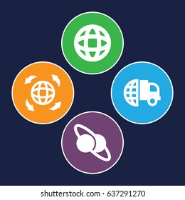 World icons set. set of 4 world filled icons such as globe, planet and satellite