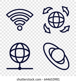 World icons set. set of 4 world outline icons such as globe, wi-fi