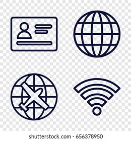 World icons set. set of 4 world outline icons such as passport, plane, wi-fi