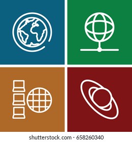 World icons set. set of 4 world outline icons such as globe, planet