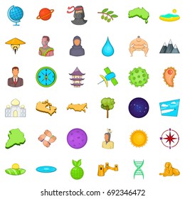 World icons set. Cartoon style of 36 world vector icons for web isolated on white background