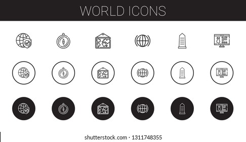 world icons set. Collection of world with internet, compass, map, global, egypt, website. Editable and scalable world icons.