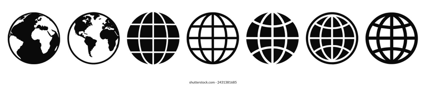 World icons set. Planet earth symbol collection.	
