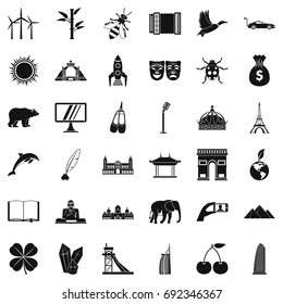 World icons set. Simple style of 36 world vector icons for web isolated on white background