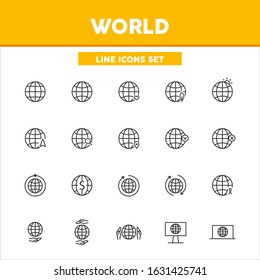 World icons simple set line icons. 
Vector illustration symbol elements for web design.
