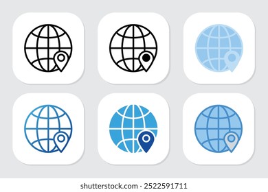 world icons with various design styles