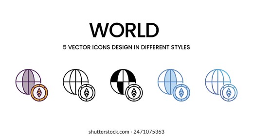 Iconos del mundo conjunto de Vector ilustración de stock.