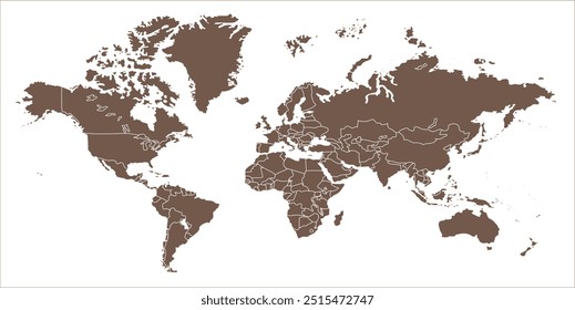 World Illustration map 07, silhouettes world map, modern world map graphic, Countries Silhouettes Stock Illustrations, Vectors