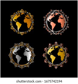 World illustration vintage emblem logo design