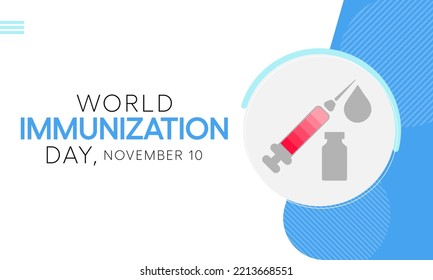 El Día Mundial de la Inmunización se celebra cada año el 10 de noviembre, es el proceso por el cual el sistema inmunitario de una persona se fortalece contra un agente. Ilustración del vector