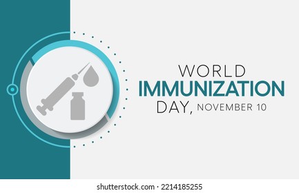 El Día Mundial de la Inmunización se celebra cada año el 10 de noviembre, es el proceso por el cual el sistema inmunitario de una persona se fortalece contra un agente. Ilustración del vector