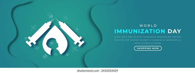 World Immunization Day Paper cut style Vector Design Illustration for Background, Poster, Banner, Advertising, Greeting Card