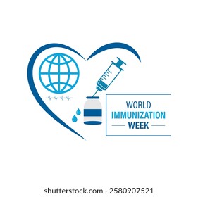 World Immunization Week is an annual global event celebrated every last week of April to highlight the importance of vaccines in protecting people. Stethoscope and Earth, syringe, vaccine.Vector eps10