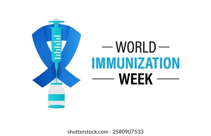 World Immunization Week is an annual global event celebrated every last week of April to highlight the importance of vaccines in protecting people. Stethoscope and Earth, syringe, vaccine.Vector eps10