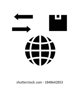 vector de icono mundial de importación y exportación de glifos. signo de importación y exportación mundial. símbolo de contorno aislado ilustración negra